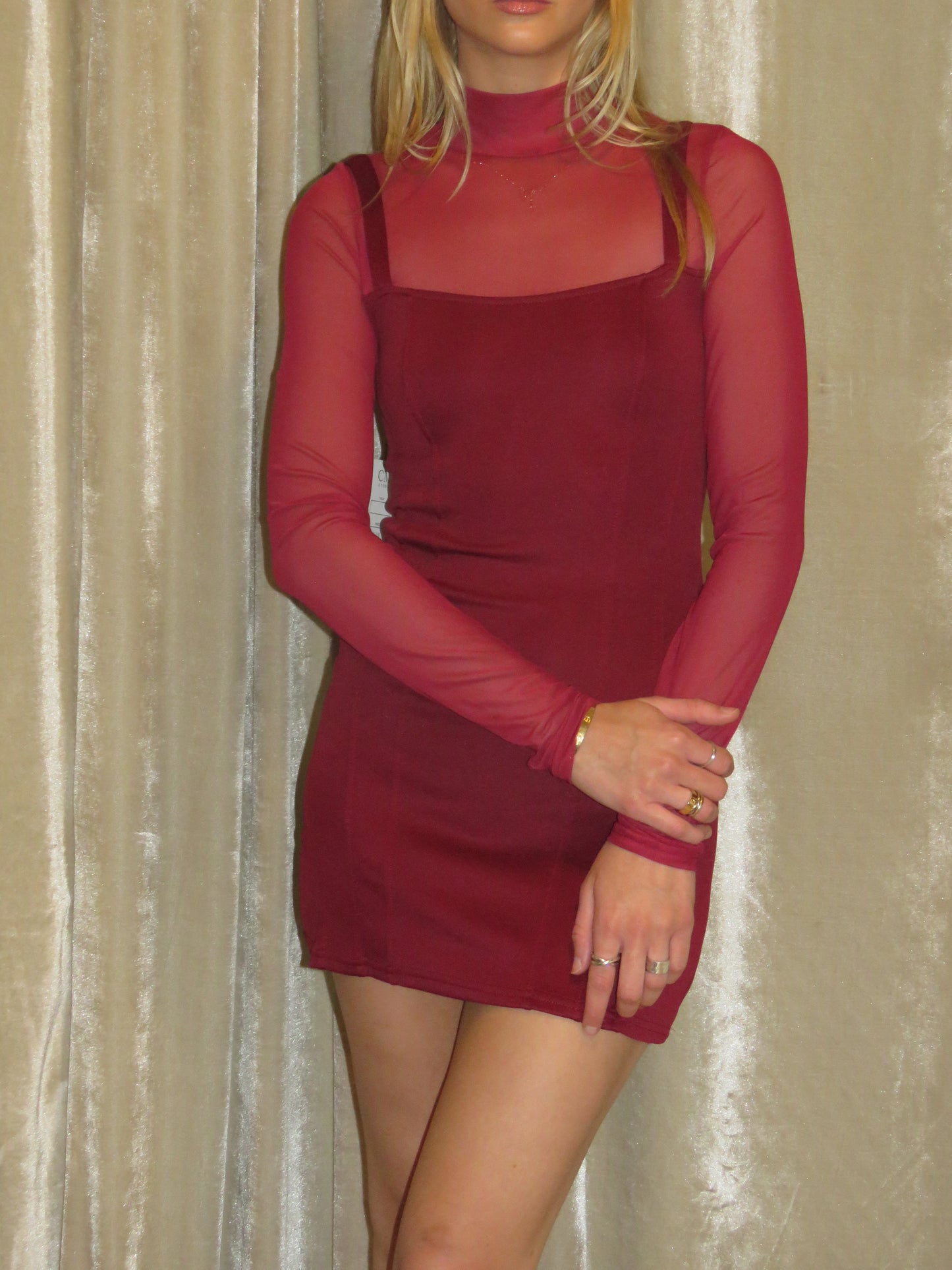 BURGUNDY SHEER MINI