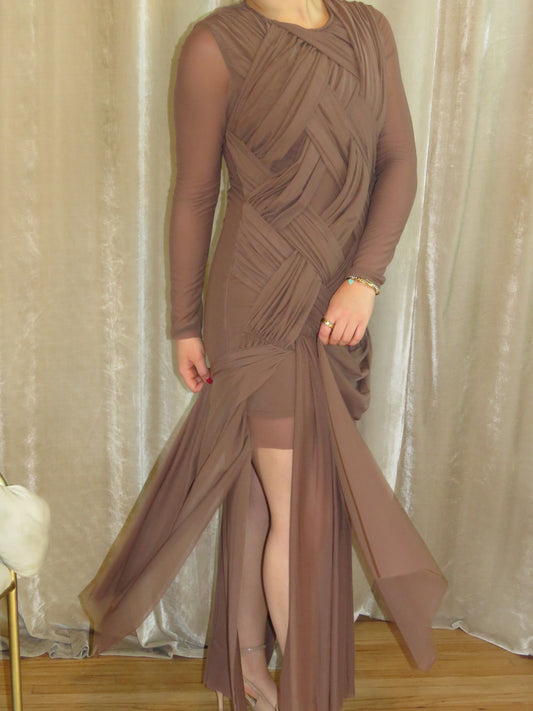 MOCHA DRAPED GOWN