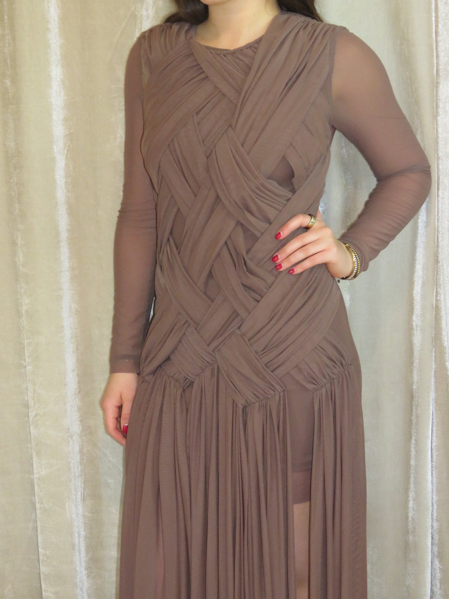 MOCHA DRAPED GOWN